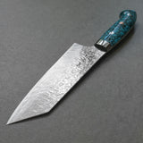 Saji Takeshi SG2 Damascus Diamond Finish Bunka Knife 180mm Blue Turquoise