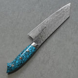 Saji Takeshi SG2 Damascus Diamond Finish Bunka Knife 180mm Blue Turquoise