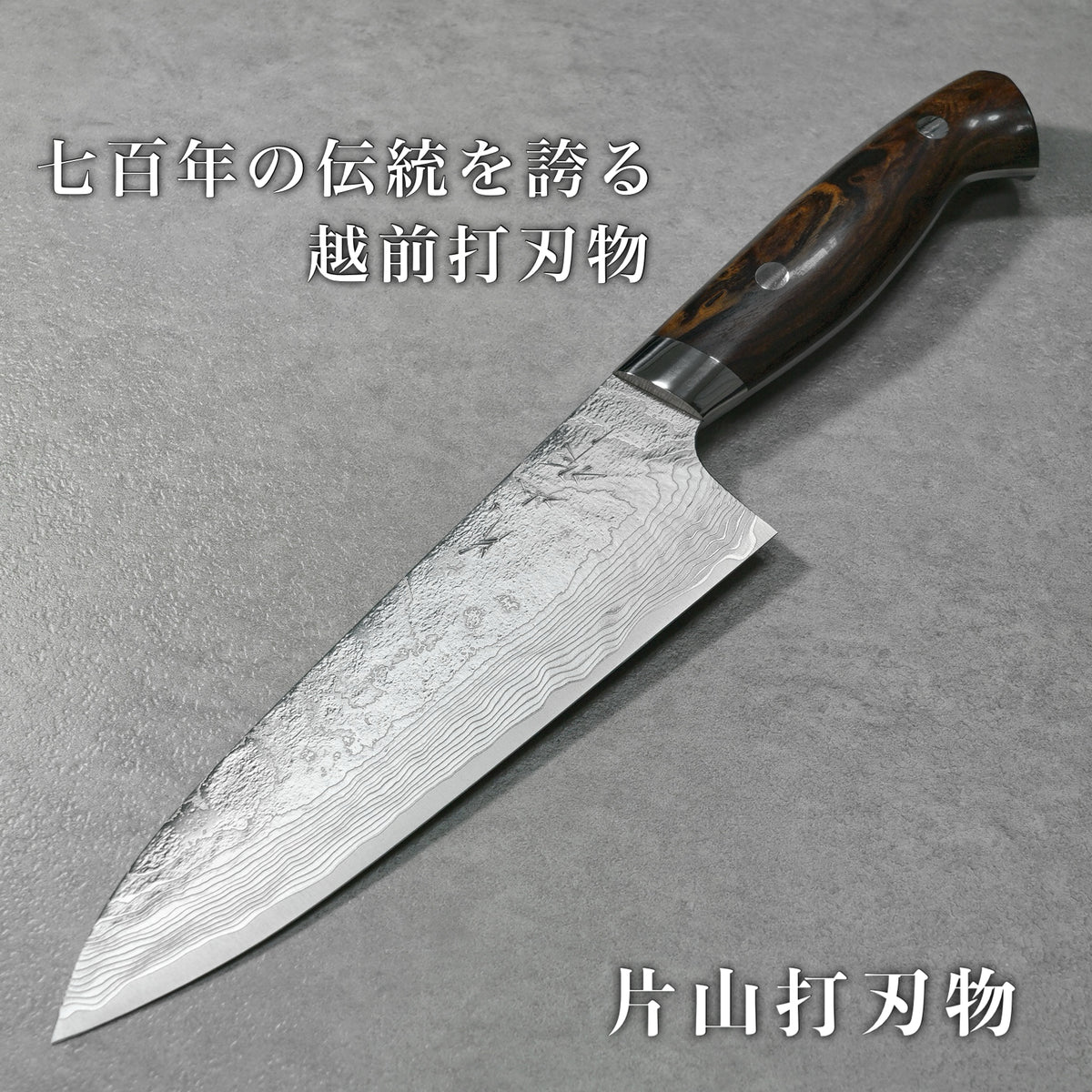 Japanese Fishing Knife - Katayama Yuta - Kawasemi - Damascus VG-10 -  ironwood handle - Straight - Size:7.3cm