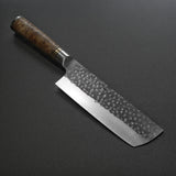 Saji Takeshi Hammered SG2 Super Gold 2 Nakiri Knife Burma Padouk Burl