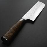 Saji Takeshi Hammered SG2 Super Gold 2 Nakiri Knife Burma Padouk Burl