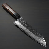 Isshin Hammered 45 Layers Damascus AUS10 Wa Santoku Knife 180mm