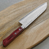 Masutani VG10 Damascus Santoku Knife Sairyu Red