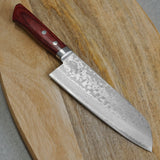 Masutani VG10 Damascus Santoku Knife Sairyu Red
