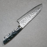 Saji Takeshi SRS13 Hammered Damascus Santoku Knife 180mm Acryl Zebra