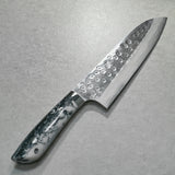 Saji Takeshi SRS13 Hammered Damascus Santoku Knife 180mm Acryl Zebra