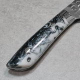 Saji Takeshi SRS13 Hammered Damascus Santoku Knife 180mm Acryl Zebra