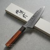 Sakai Takayuki SPG2 Hammered Damascus Wa Kengata Santoku Knife 160mm Rosewood