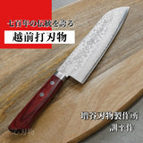 Masutani VG10 Damascus Santoku Knife Sairyu Red