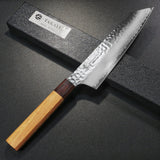 Sakai Takayuki Hammered 33 Layers Damascus VG10 Kengata Gyuto 190mm