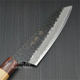 Sakai Takayuki Hammered Black Finish Aogami Super Wa Kengata Santoku Knife