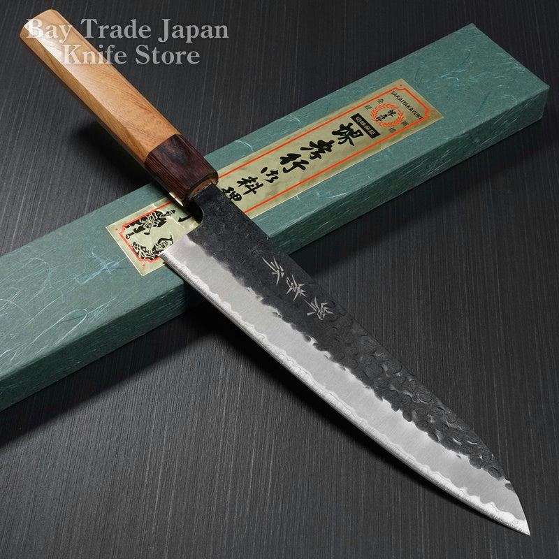 blue super carbon steel hammered black surface finish Gyutou-knife