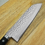 Masutani VG10 Hammered Damascus Santoku Knife Kokuryu Black