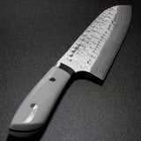 Saji Takeshi SRS13 Hammered Damascus Santoku Knife 180mm Corian