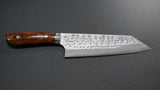 Saji Takeshi SRS13 Hammered Damascus Bunka Knife 180mm Ironwood