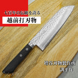 Masutani VG10 Hammered Damascus Santoku Knife Kokuryu Black