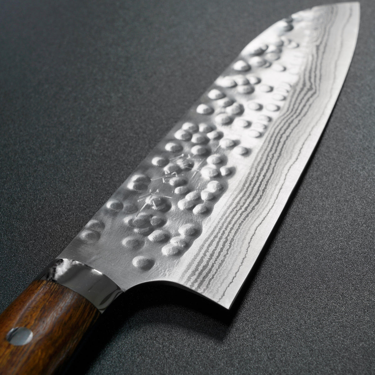 Hammered Stainless Steel Series - Santoku knife 18cm – ShinraiKnives