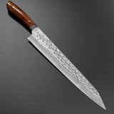 Saji Takeshi SRS13 Hammered Damascus Sujihiki 270mm Ironwood