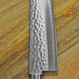 Masutani VG10 Hammered Damascus Santoku Knife Kokuryu Red