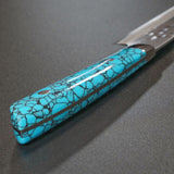 Saji Takeshi SRS13 Hammered Damascus Sujihiki 270mm Blue Turquoise