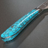 Saji Takeshi SRS13 Hammered Damascus Sujihiki 270mm Blue Turquoise
