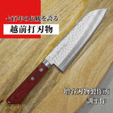 Masutani VG10 Hammered Damascus Santoku Knife Kokuryu Red