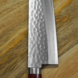 Masutani VG10 Hammered Damascus Santoku Knife Kokuryu Red