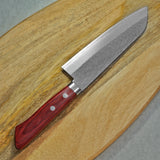 Masutani VG10 Hammered Damascus Santoku Knife Kokuryu Red