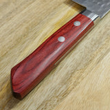 Masutani VG10 Hammered Damascus Santoku Knife Kokuryu Red