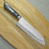 Masutani VG10 Hammered Damascus Santoku Knife Kokuryu Black