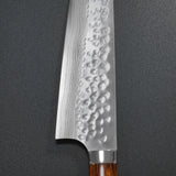 Saji Takeshi SRS13 Hammered Damascus Bunka Knife 180mm Ironwood