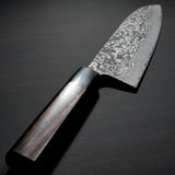 Saji Takeshi SG2 Black Damascus Santoku Knife 180mm Rosewood