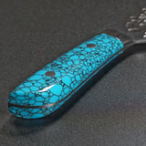 Saji Takeshi SRS13 Hammered Damascus Bunka Knife 180mm Blue Turquoise