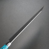Saji Takeshi SRS13 Hammered Damascus Bunka Knife 180mm Blue Turquoise