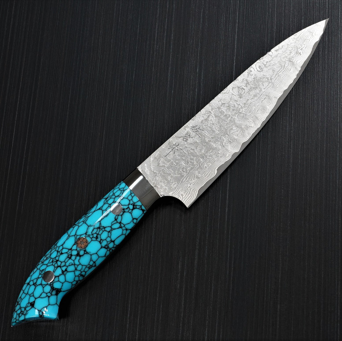 Takeshi Saji R-2 Custom Black Damascus Wild Series Petty Knife