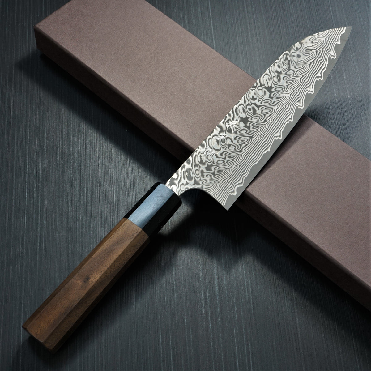 KATO HSS SG2 Super Gold 2 Black V Damascus Santoku Kitchen Knife