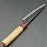 Sakai Takayuki Hammered Black Finish Aogami Super Wa Kengata Santoku Knife