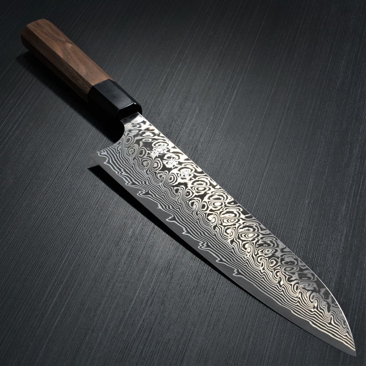 Kato Yoshimi Super Gold 2 Damascus Black Finish Gyuto Chef's Knife