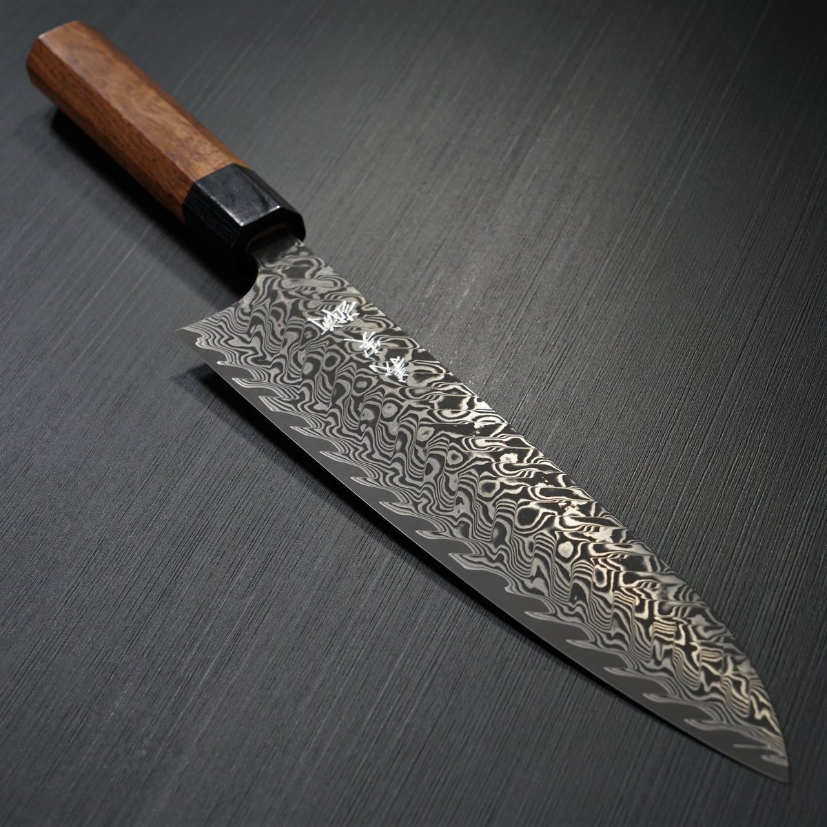 Kato Yoshimi Super Gold 2 Damascus Black Finish Gyuto Chef's Knife 210mm