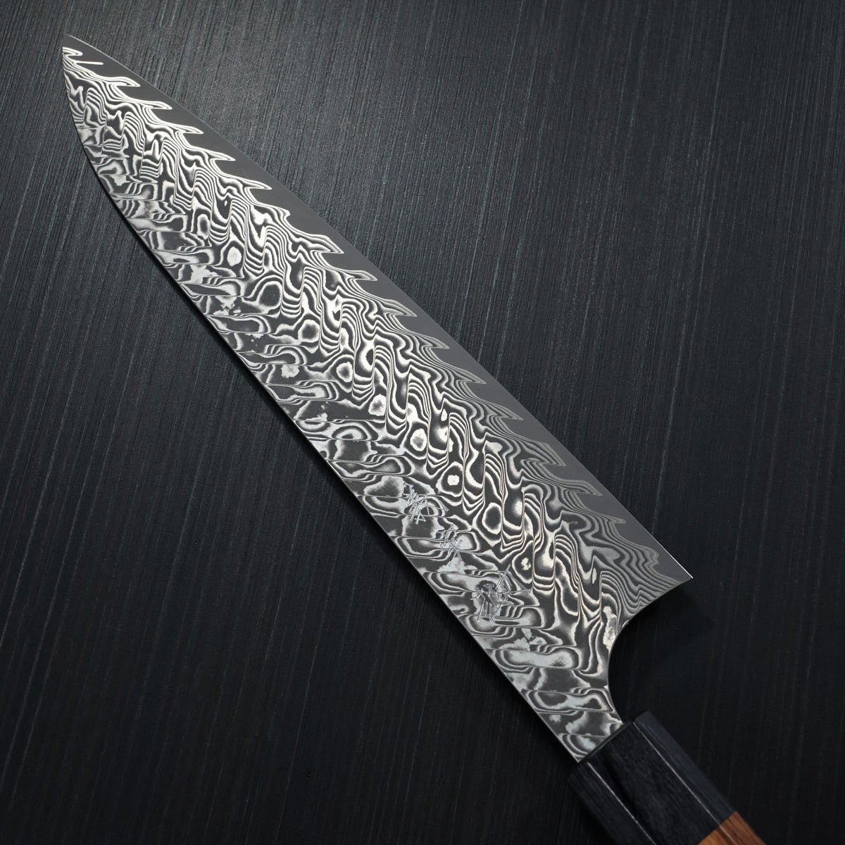 Kato Yoshimi Super Gold 2 Damascus Black Finish Gyuto Chef's Knife 210mm