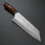 Saji Takeshi SRS13 Hammered Damascus Bunka Knife 180mm Ironwood