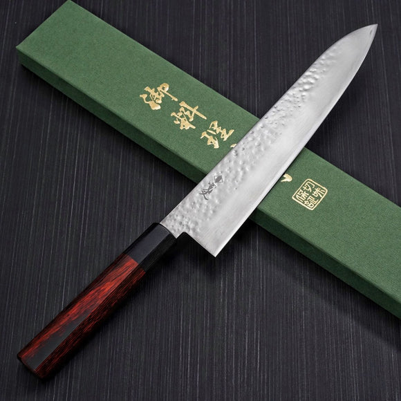 Kanjo Hammered MV steel Gyuto Chef Knife 240mm Red Handle
