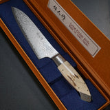 Kajin ZDP189 Damascus Stag Horn Custom Santoku Knife