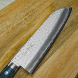 Masutani VG10 Hammered Damascus Santoku Knife 170mm Blue Kokuryu