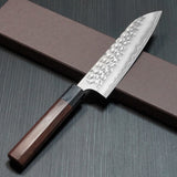 Kato Yoshimi Hammered Super Gold 2 SG2 Santoku Knife Honduras Rosewood
