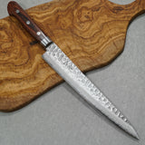 Isshin Hammered 17 Layers Damascus VG10 Sujihiki Knife 240mm