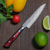 Japanese Yoshimi Kato VG10 Nickel Black Damascus Petty Knife 120mm