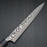 Yoshimi Kato Super Gold 2 SG2 V-shape Black Damascus Sujihiki Knife 270mm Honduras Rosewood