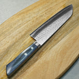 Masutani VG10 Hammered Damascus Santoku Knife 170mm Blue Kokuryu