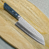 Masutani VG10 Hammered Damascus Santoku Knife 170mm Blue Kokuryu